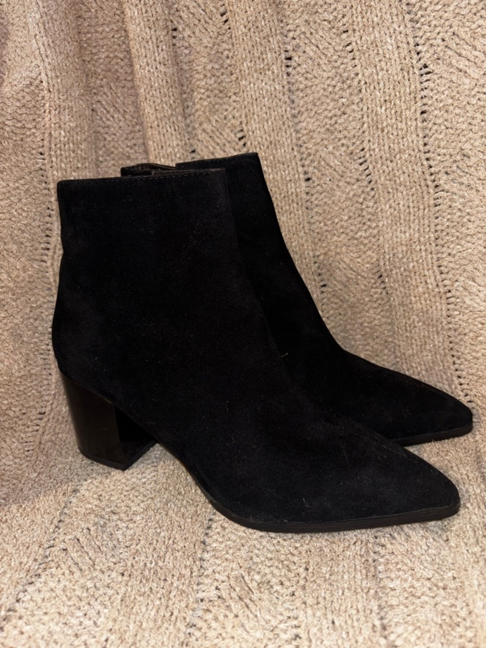 Simmi London Anya Black Suede Pointed Toe Block Heel Ankle Boots Size 8 NEW